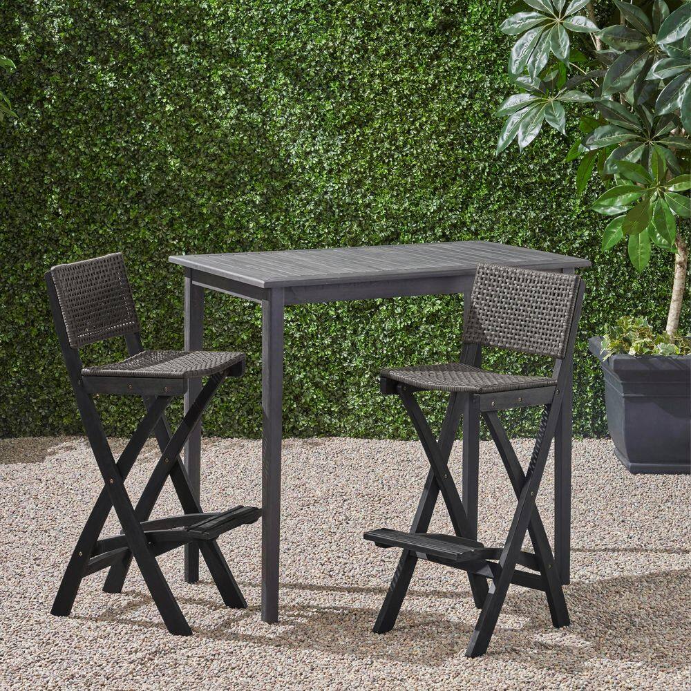 Polaris Dark Grey 3-Piece Wood Rectangle 41 in. Patio Outdoor Serving Bar Set price history on PriceWatchPro