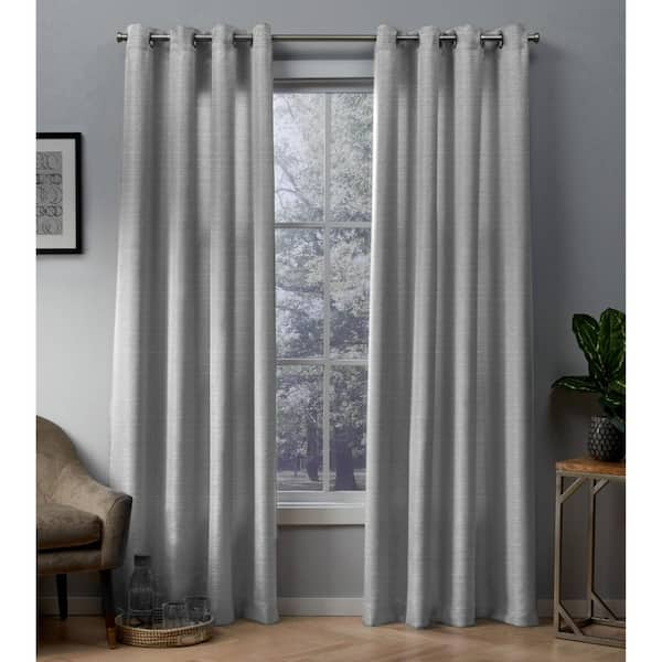 Unbranded Silver Silk Grommet Room Darkening Curtain - 54 in. W x 96 in. L (Set of 2)