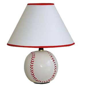 12 in. White Standard Light Bulb Bedside Table Lamp