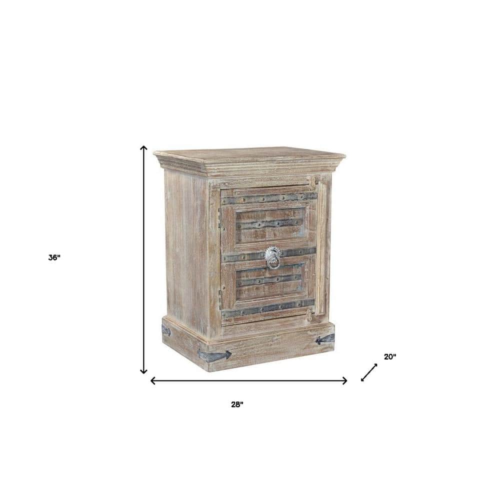36" Distressed White Solid Wood Rustic Nightstand