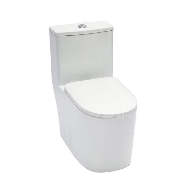 Ceramic 1-Piece Toilet 12-inch Rough-In, 1.1/1.6 GPF Dual Flush Elongated Toilet in White Seat Included MAP 800g