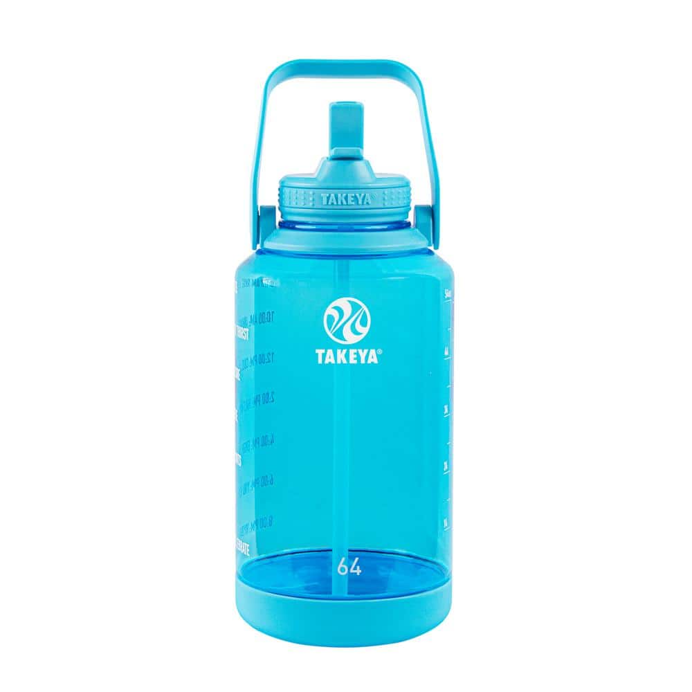 Takeya Tritan Spout Water Bottles, 18 Oz, Breezy Blue/Flutter Pink, Pack Of  2 Bottles