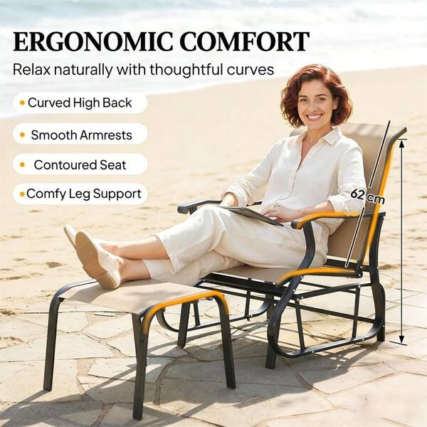 Metal Outdoor High Back Glider Chair Set with Multi-functional
