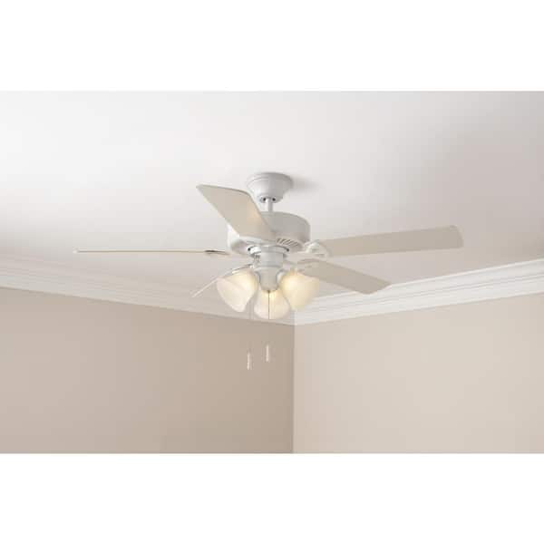 3-Light White Alabaster Glass LED Ceiling Fan Light Kit