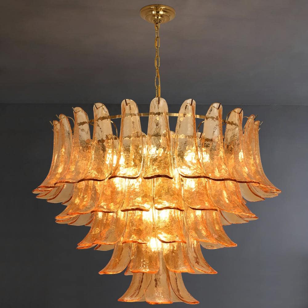 29.5 in. Amber Handmade Glass Chandelier for Living Room, Dining Room 12-Light Luxurious Pendant Light price history on PriceWatchPro