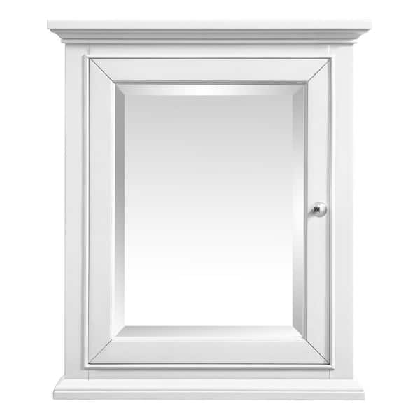 Home Decorators Collection Windlowe 24 in. W x 28 in. H Rectangular Wood Framed Wall Bathroom Vanity Mirror in White finish