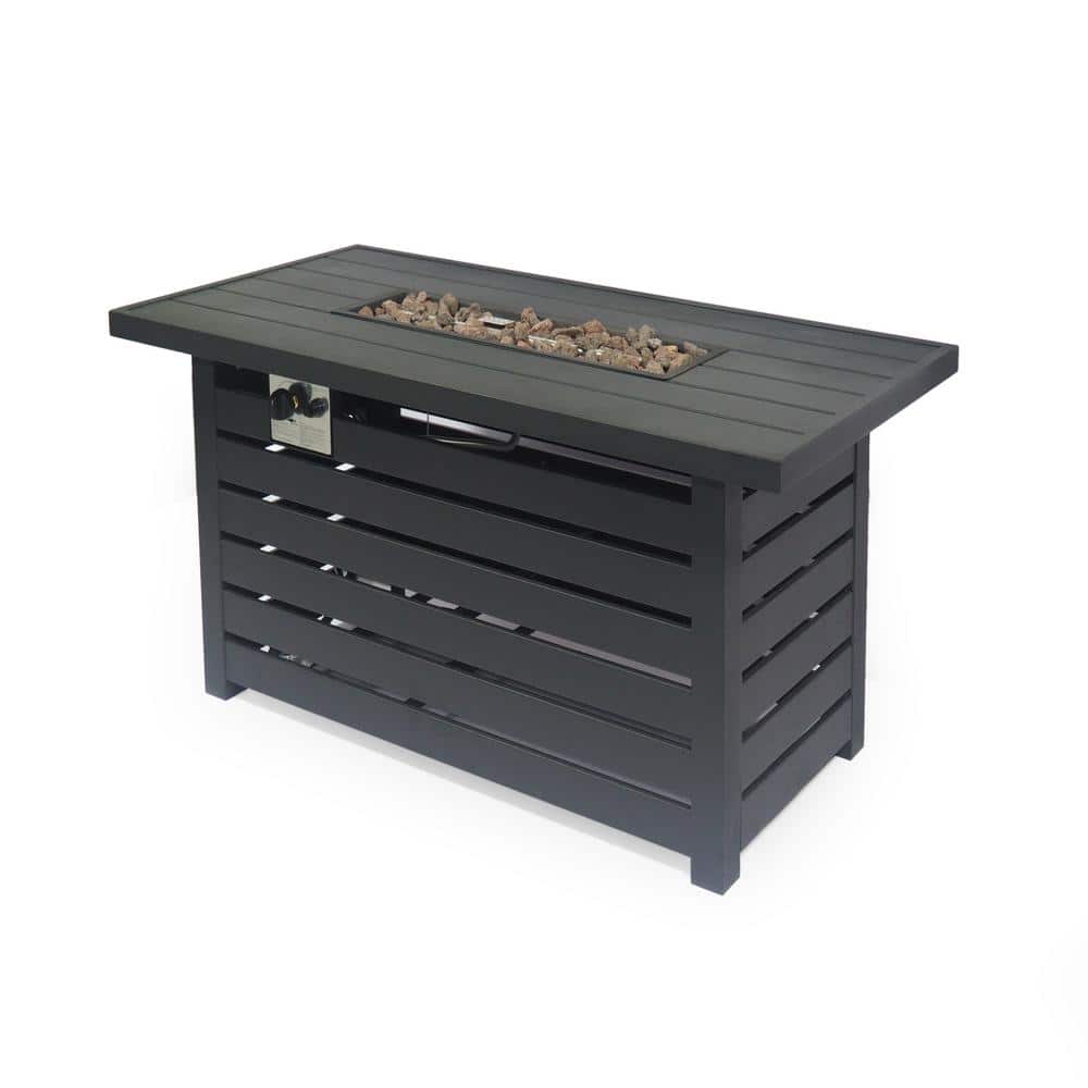 24 in. Rectangular Metal Fire Pit Table - 30000 BTU