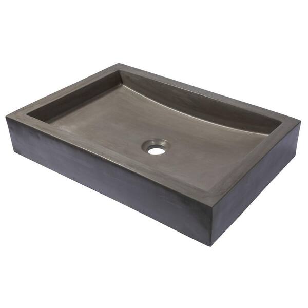 Eden Bath 22 in. Shallow Wave Concrete Rectangular Vessel Sink in Light Gray