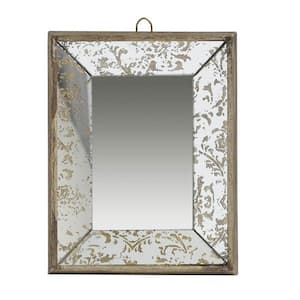 9.5 in. W x 12 in. H Metal Brown Wood Vanity Mirror