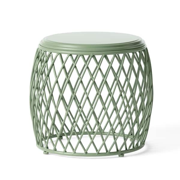 19.75" Green Metal Outdoor Side Table