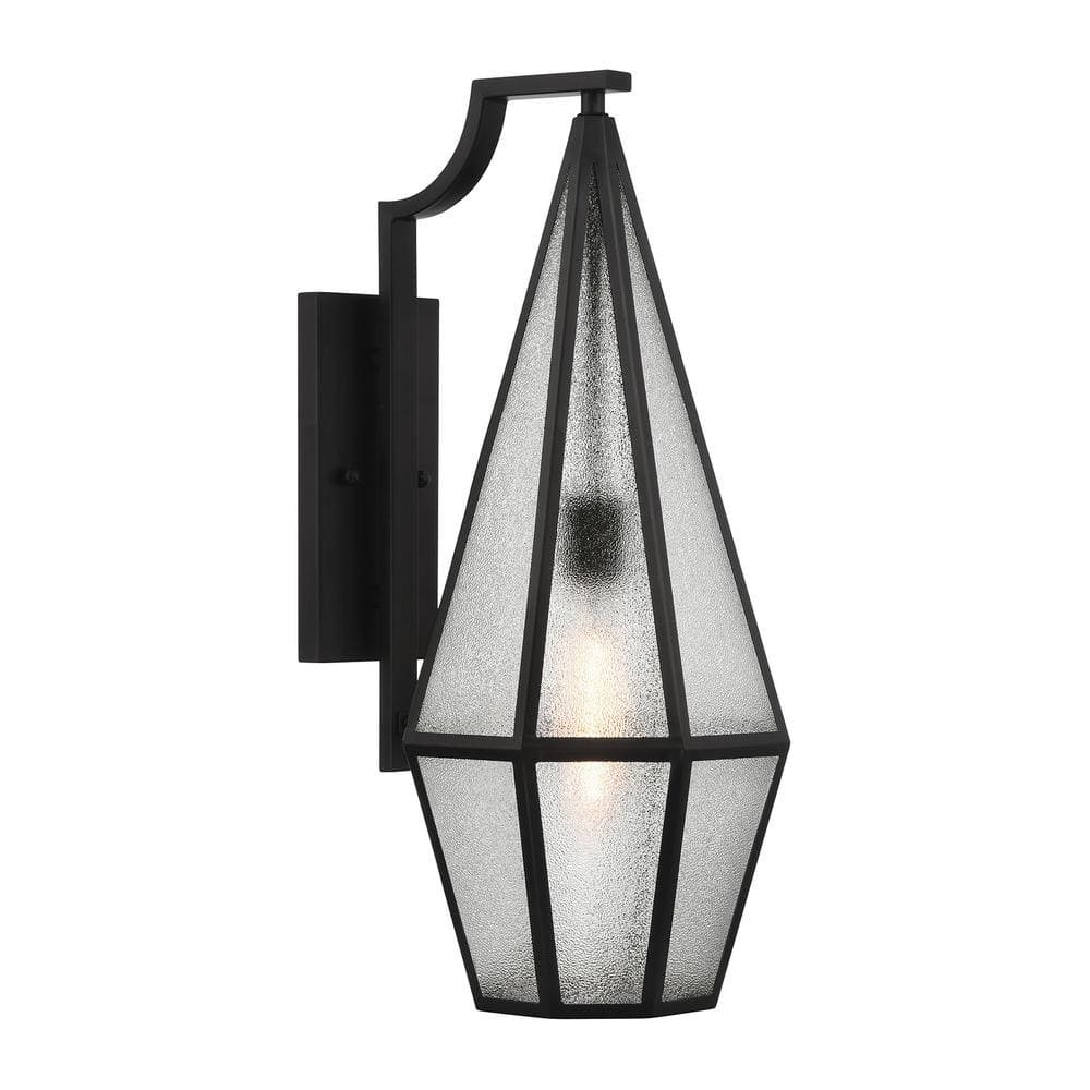 Matte Black Art Glass Outdoor Wall Lantern