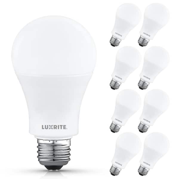 100 W Equivalent A19 LED Light Bulb 4000 K Cool White 12.5 W 1500 Lumens Non-Dimmable E26 ETL Listed Damp Rated 8-Pack