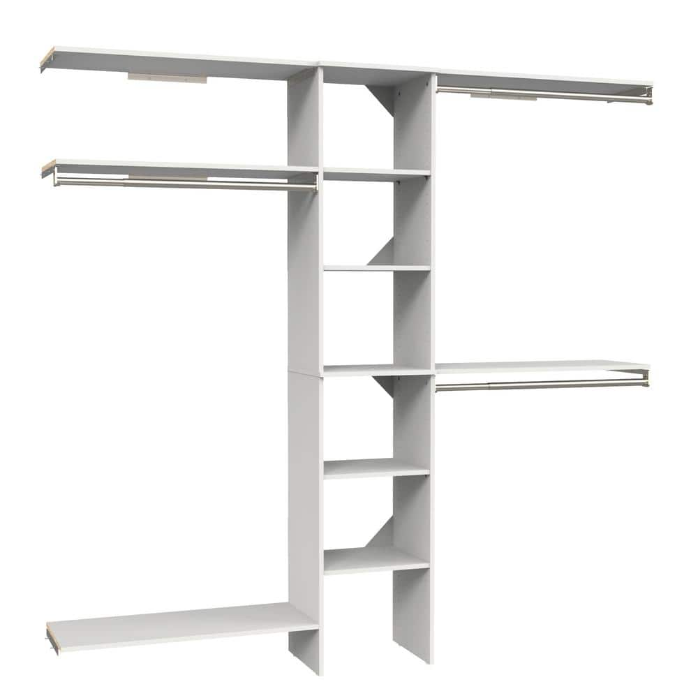 ClosetMaid Selectives 76.85 in. W x 112.85 W White Basic Narrow Wood Closet System Kit with Top Shelves