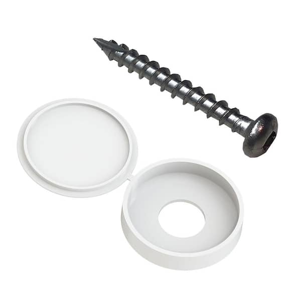 1-1/2 in. Length #8 External Square Round Stainless Steel Decorator Screws and Cover White (12-Pack)