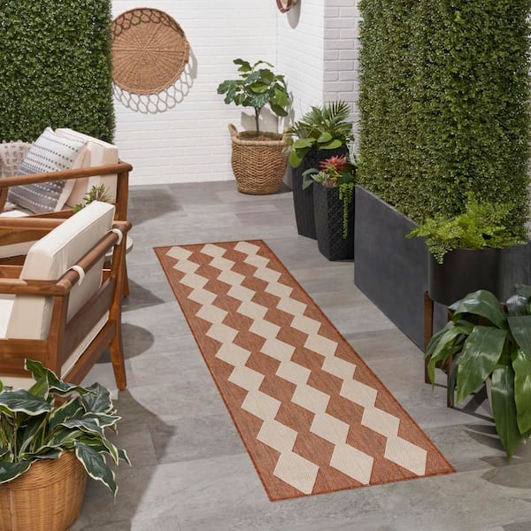 Positano Terracotta 2 ft. x 6 ft. Diamond Contemporary Runner Area Rug