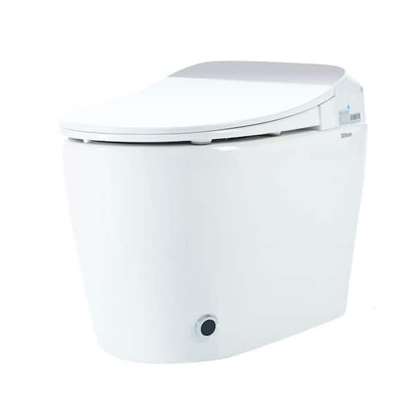 Elongated Bidet Toilet 1. 28GPF in White with Heated Seat, Power Outage Flushing, Automatic Flush Tank Less, Night Light