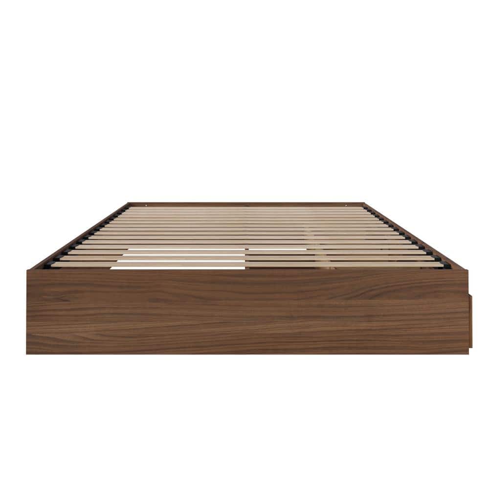 Walnut Queen Storage Bed Frame with 3 Drawers