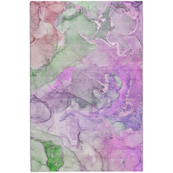 Dream Shag Premium Machine Washable Abstract ADS500 Purple 10 ft. x 14 ft. Area Rug