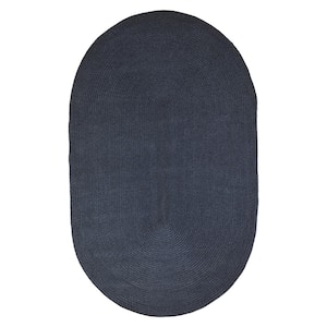Braided Denim Blue 4 ft. x 6 ft. Oval Solid Indoor/Outdoor Area Rug