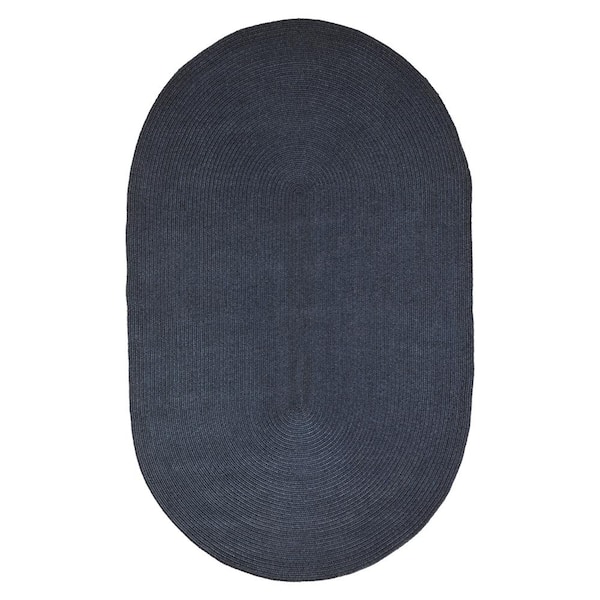 SUPERIOR Braided Denim Blue 4 ft. x 6 ft. Oval Solid Indoor/Outdoor Area Rug