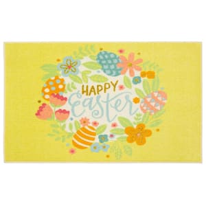 Easter Wreath Multi 3 ft. x 4 ft. Yellow Theme Area Rug