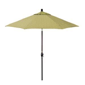 9 ft. Bronze Aluminum Market Patio Umbrella with Crank Lift and Push-Button Tilt in Lavalier Palm Pacifica Premium
