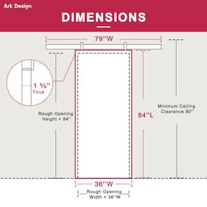 36 in. x 84 in. Paneled 4 Segments Wave Design White MDF Prefinished Barn Door Slab with Installation Hardware Kit