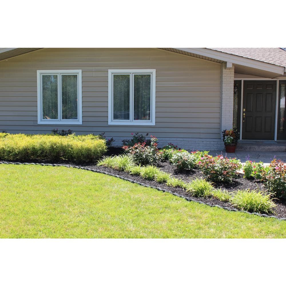 Gray Cobblestone Rubber Landscape Edging Border, 4-Pack