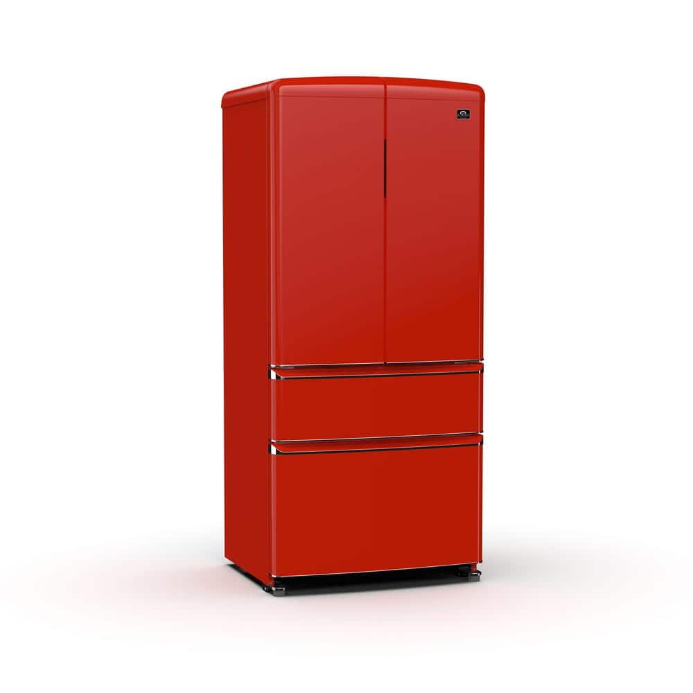 Luigi 18 cu. ft. French Door Refrigerator Red, Handle-Free Design