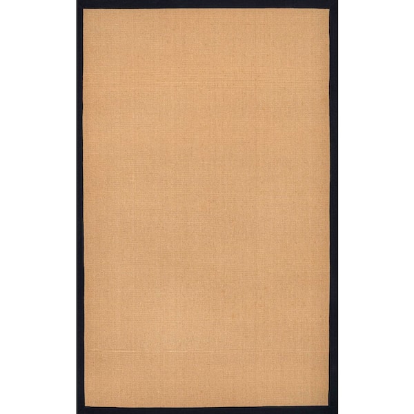 Camden Farmhouse Cottage Border Jute Natural/Black 4 ft. x 6 ft. Area Rug