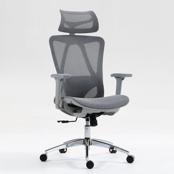 Fido Mesh Swivel Office Chair Adjustable Height Ergonomic Task Chair in Grey with Adjustable Armrests, High Back