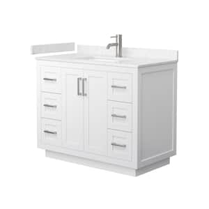 Miranda 42 in. W Single Bath Vanity in White with Cultured Marble Vanity Top in Light-Vein Carrara with White Basin