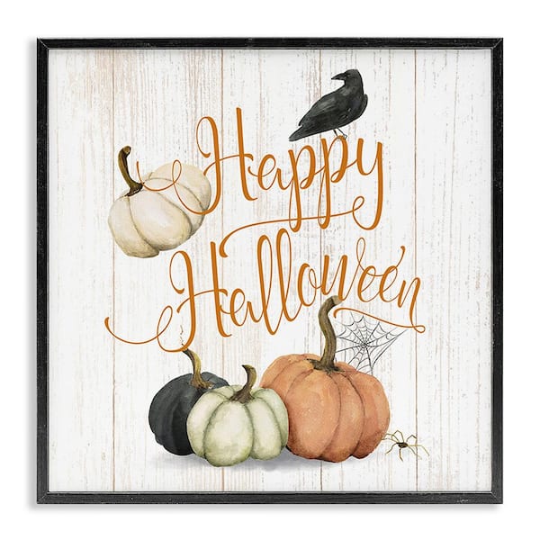 Stupell Industries Rustic Happy Halloween by Deane Beesley 1 Piece Framed Graphic Print Typography Poster Art Print 12 in. x 12 in.