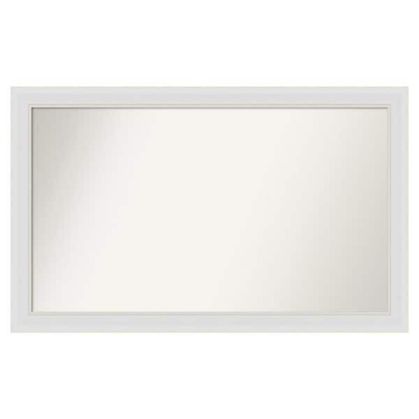 Flair Soft White Narrow 42 in. x 26 in. Custom Non-Beveled Satin Recyled Polystyrene Bathroom Vanity Wall Mirror