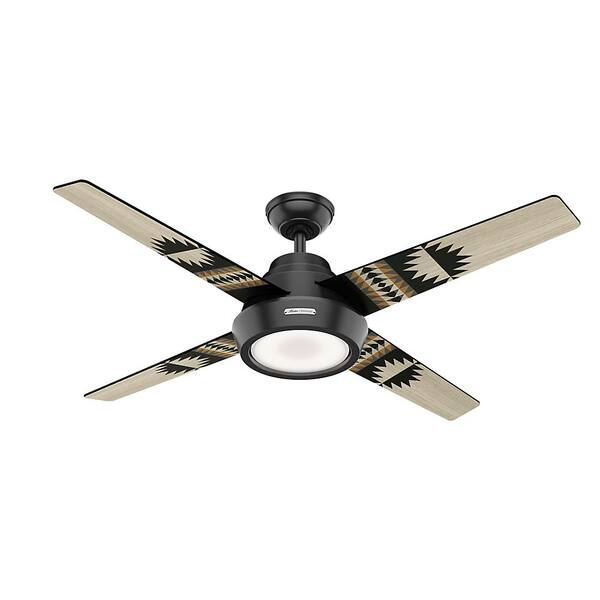 Hunter Spider Rock 54in. Integrated LED Indoor Matte Black Ceiling Fan with Light Kit and Handheld Remote Control