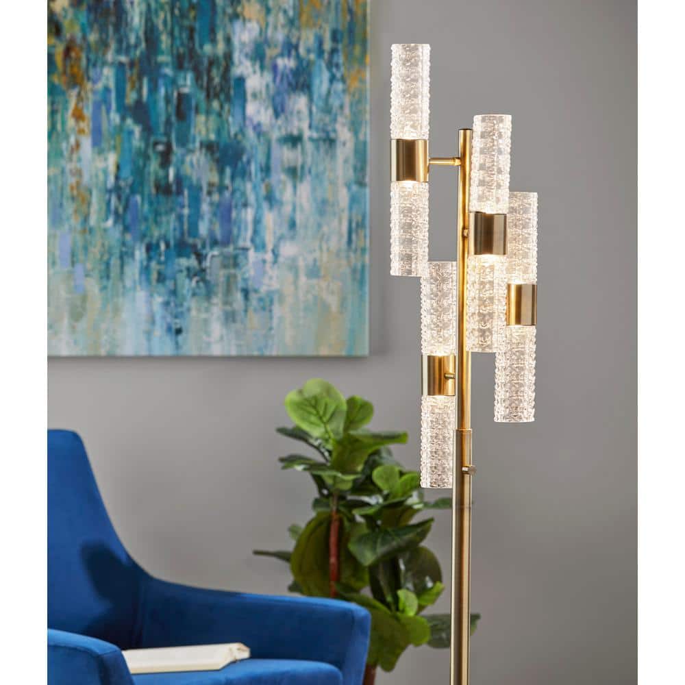 Adesso Harriet Antique Brass LED Adjustable Chandelier Floor Lamp