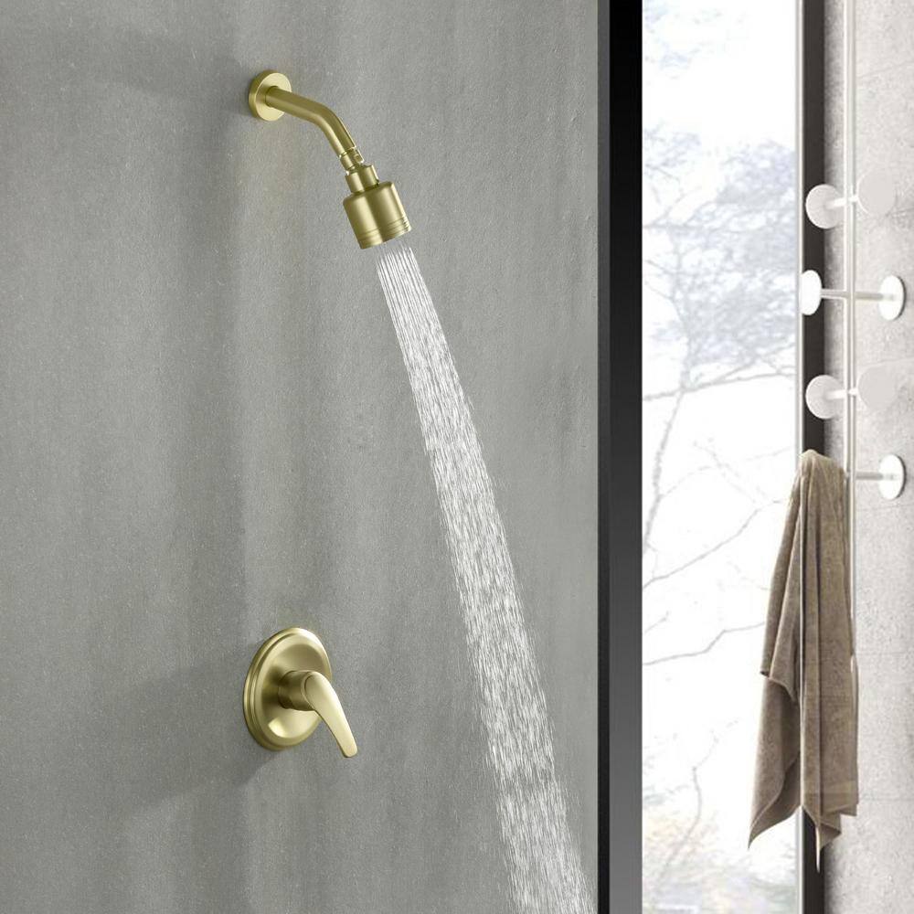 Brushed Gold Wall Mounted Rain Shower Faucet Set