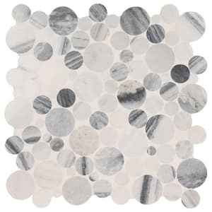 Alaska Gray 12 in. x 12 in. Polished Marble Floor and Wall Mosaic Tile (1 sq. ft./Each)