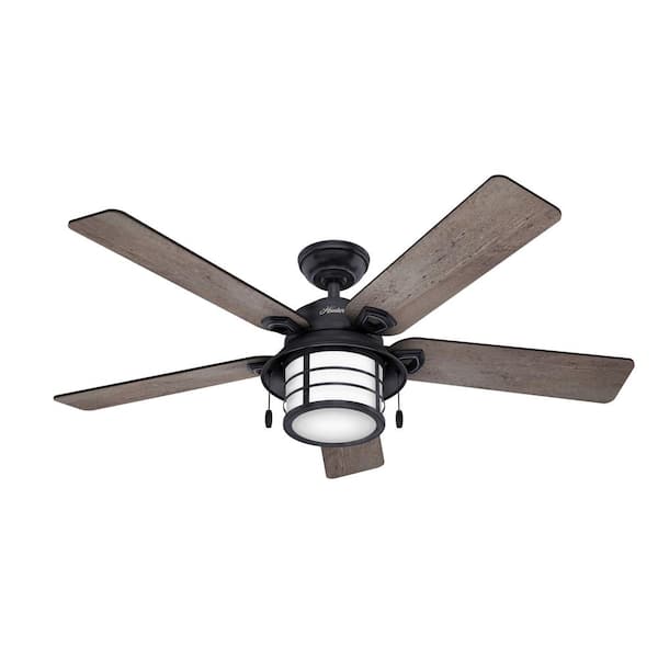 Hunter - Key Biscayne 54 in. Indoor/Outdoor Weathered Zinc Gray Ceiling Fan with Light Kit
