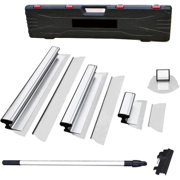 Drywall Skimming Blade Set with Adjustable Handle Arc Scraper Extruded Aluminum Grips Stainless Steel Blades 3 Pack