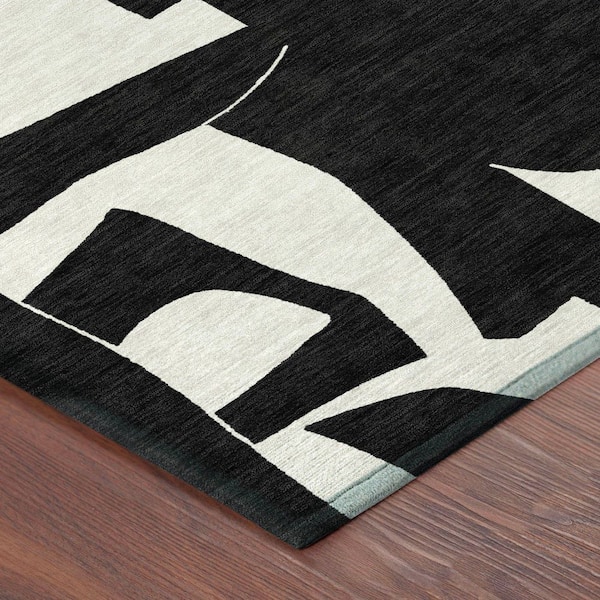 Chantille Machine Washable Indoor/Outdoor Abstract ACN2604 Black 9 ft. x 12 ft. Area Rug