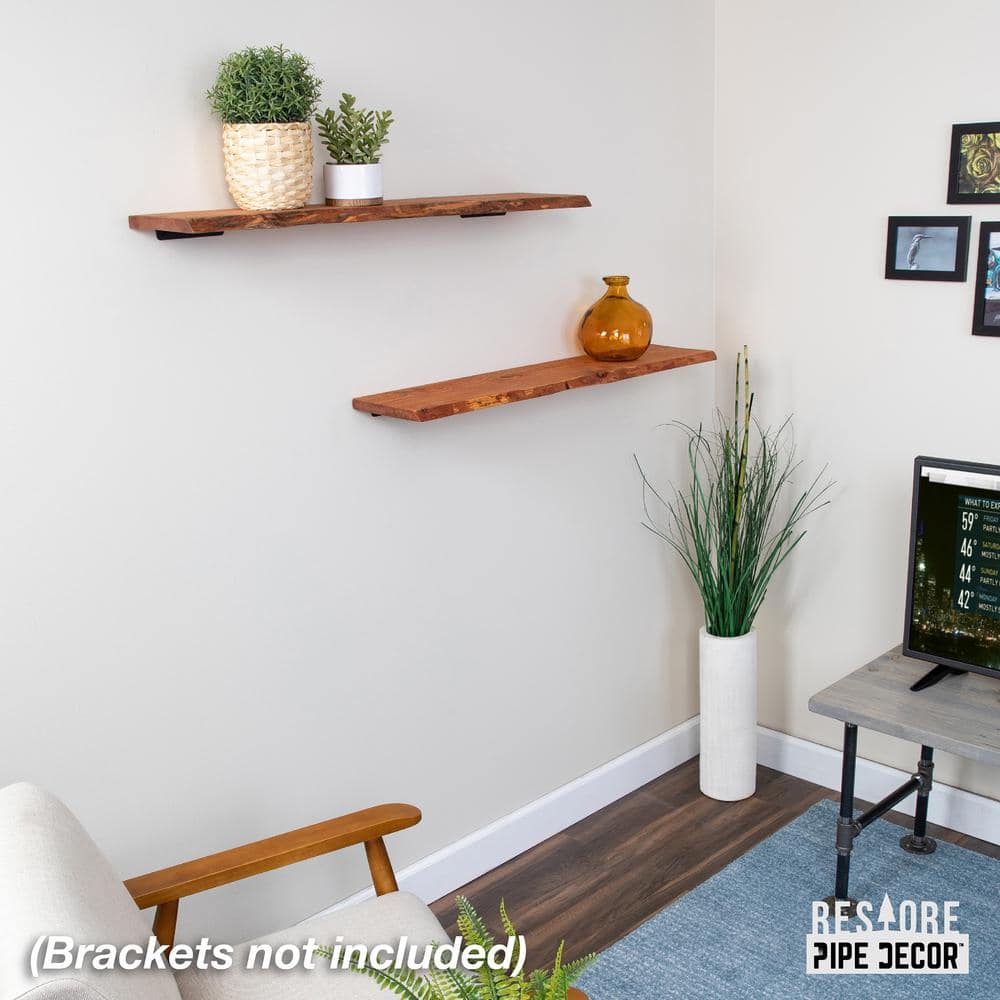 36" Sunset Cedar Live Edge Solid Wood Wall Shelf Set