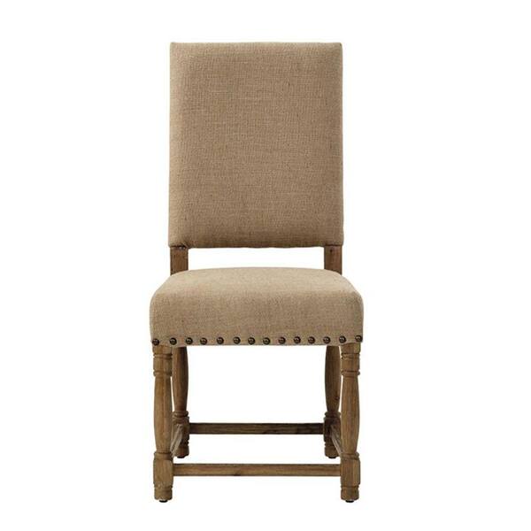 Unbranded Cane Tan Burlap Fabric Dining Chair (Set of 2)