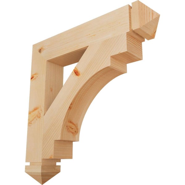 Ekena Millwork 3.5 in. x 24 in. x 24 in. Douglas Fir Merced Arts and Crafts Smooth Bracket