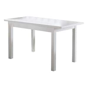 Glossy White Rectangular Wooden Frame Dining Table with Straight Legs