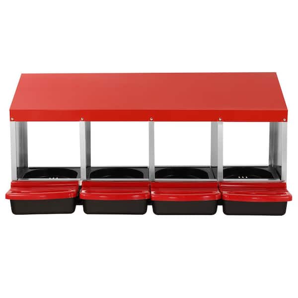 SKYSHALO Chicken Nest Box, 4-Compartment, 15 to 30 in. Corrosion-Resistant Metal Nesting Boxes, Fit for Different Chicken Breeds