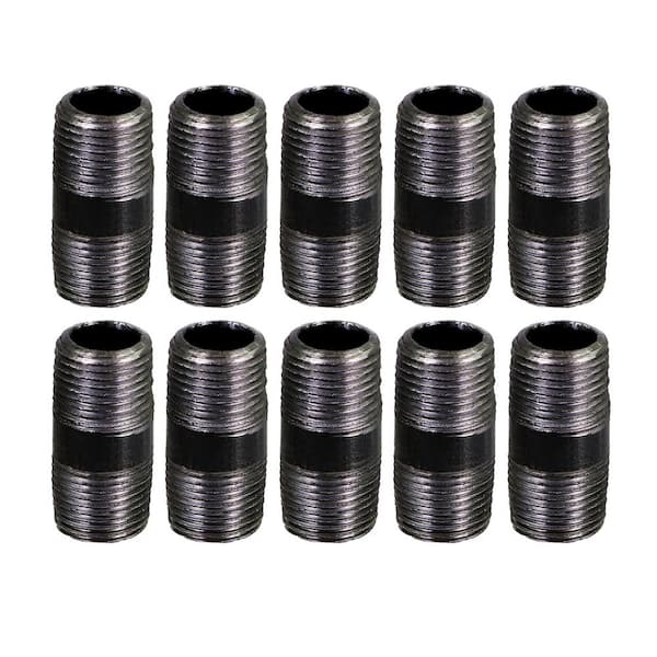 PLUMBFLEX Black Steel Pipe, 1/8 in. x 2 in. Nipple Fitting (10-Pack)