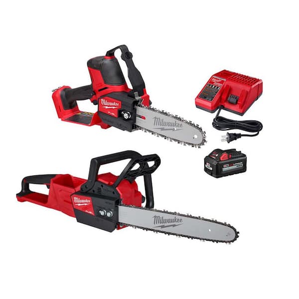 Milwaukee M18 FUEL 8 in. 18V Lithium-Ion Brushless Cordless HATCHET Pruning Saw Kit w/16 in. Chainsaw, 6.0 Ah Battery, Charger