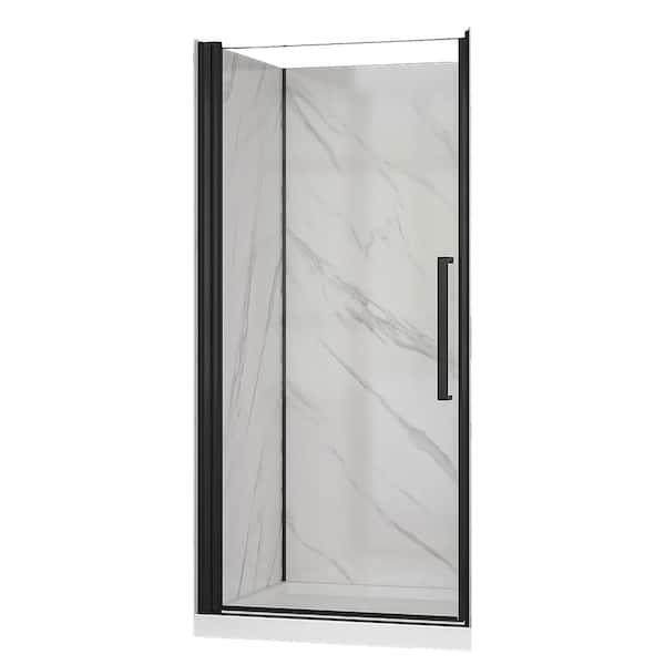 Dreamwerks York 36 in. x 36 in. x 79 in. Alcove Shower Stall/Kit with Door, Base and Walls in Black