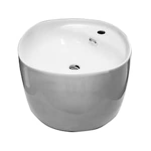 Wharton White Vitreous China Oval Wall-Mount Sink with 1 Faucet Hole